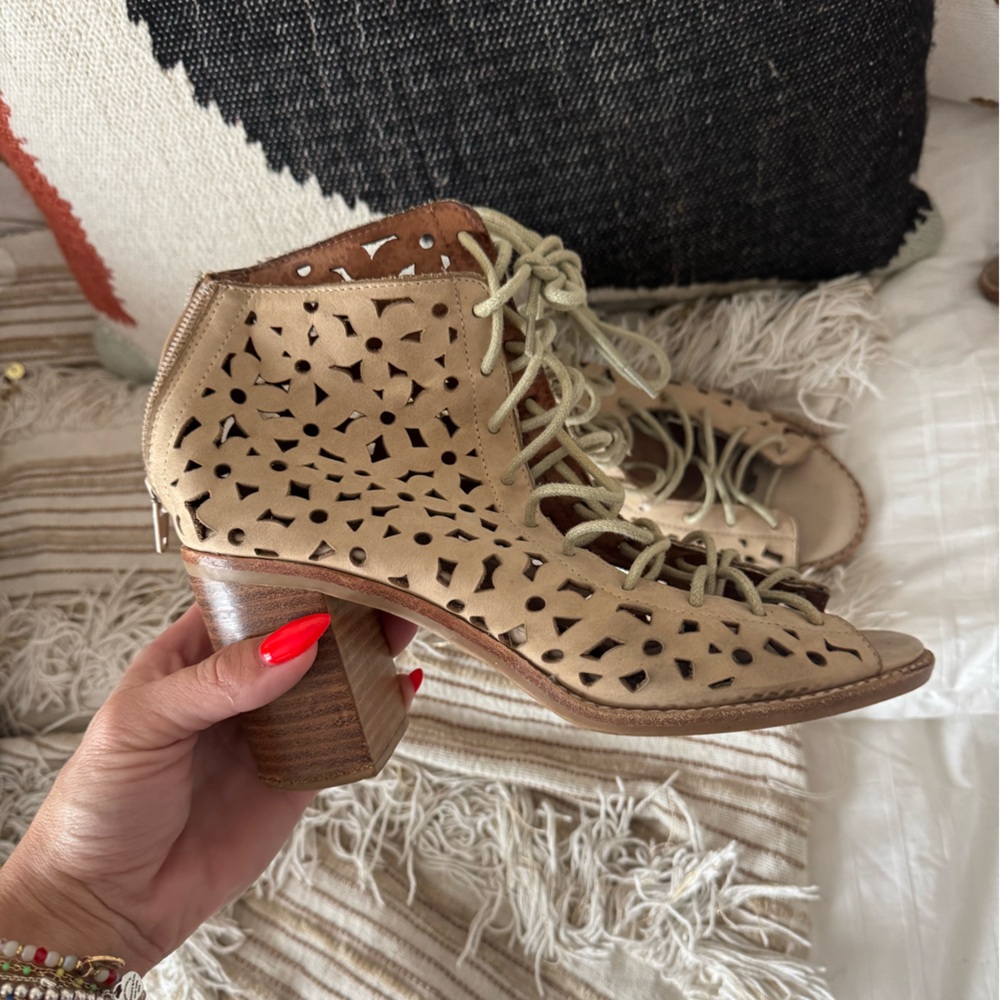 Jeffrey Campbell Beige Cutout Heeled Sandals